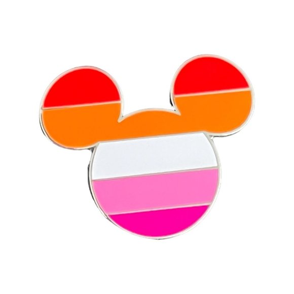 Disney Parks Mickey Mouse Icon Rainbow Collection Lesbian Flag Pin - Picture 2 of 2